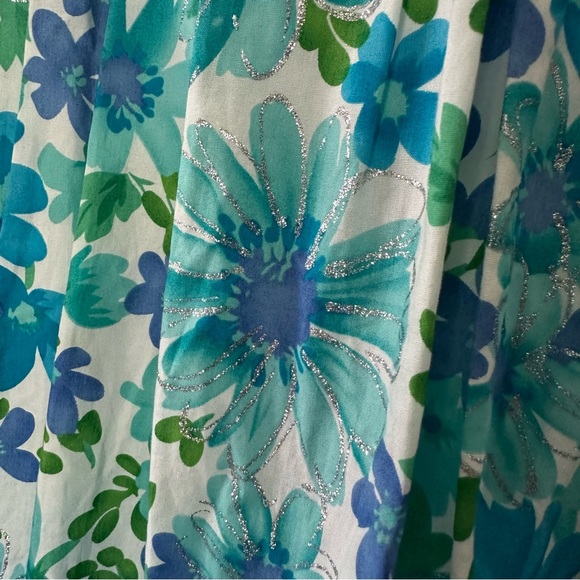 NWT Bonnie Jean Turquoise Floral Ballon Hem Dress Sz 16 - Picture 3 of 15